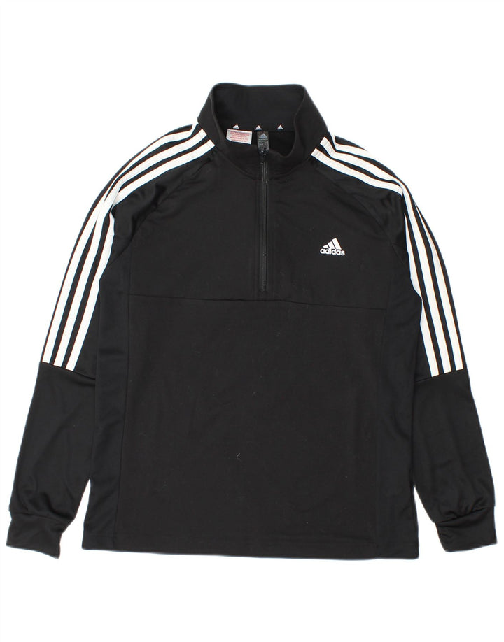 Adidas Boys Aeroready Zip Neck Pullover Trening Top 13-14 Ani Negru