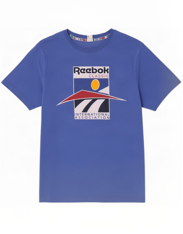 Reebok Mens Graphic T-Shirt Top Medium Blue Cotton