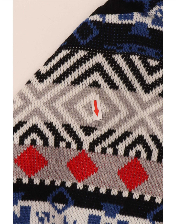 Pulover vintage pentru bărbați cu gâtul turnat, lână geometrică, multicoloră, mare