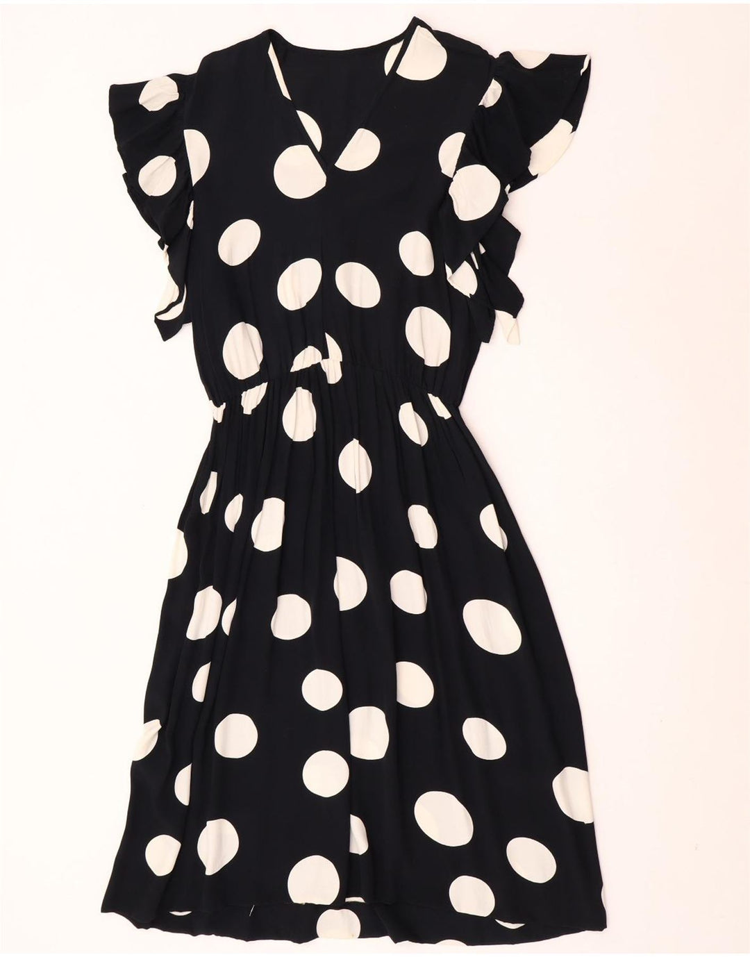 Rochie vintage pentru femei în linie A UK 12 Medium Black Polka Dot