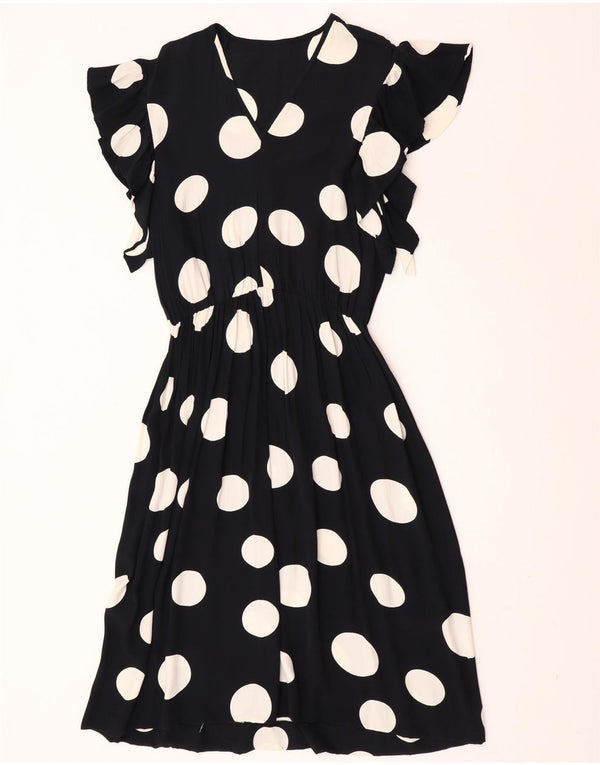 Rochie vintage pentru femei în linie A UK 12 Medium Black Polka Dot