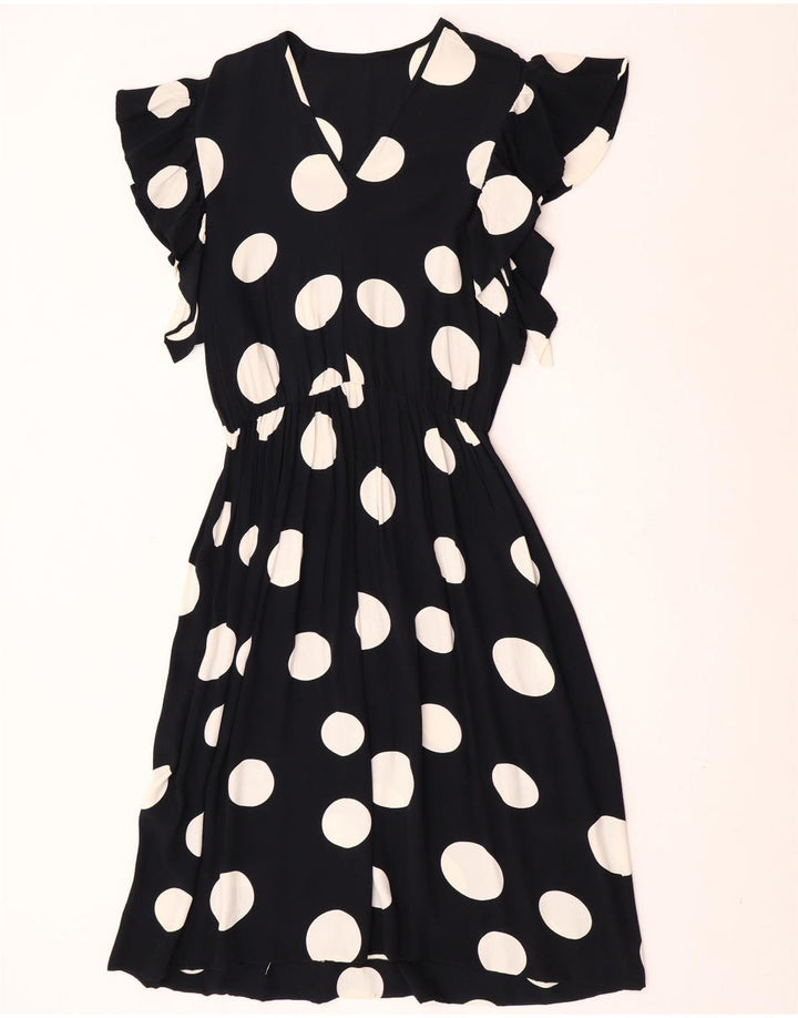 Rochie vintage pentru femei în linie A UK 12 Medium Black Polka Dot