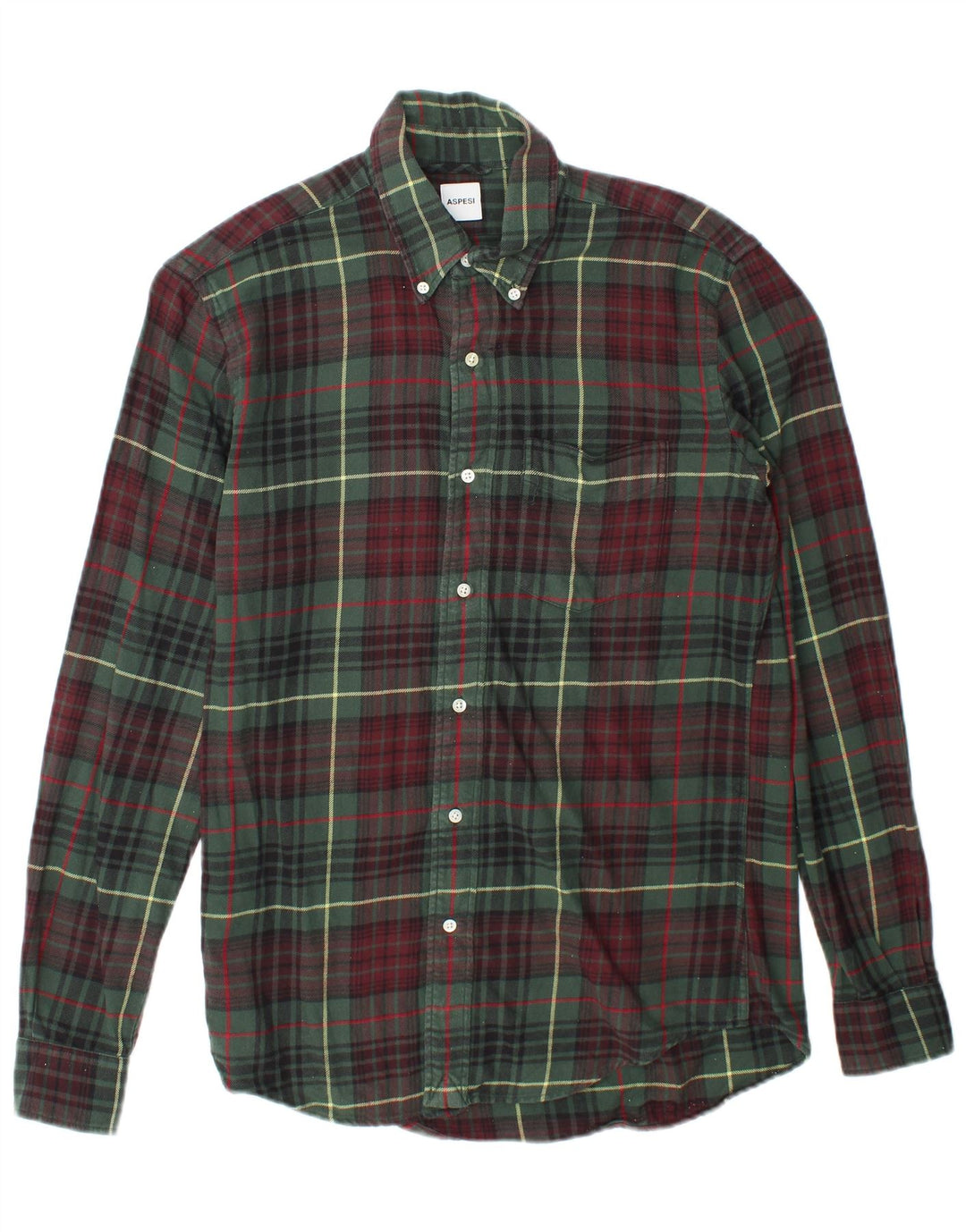 Camasa Barbati Aspesi Flanel Small Green Check Bumbac