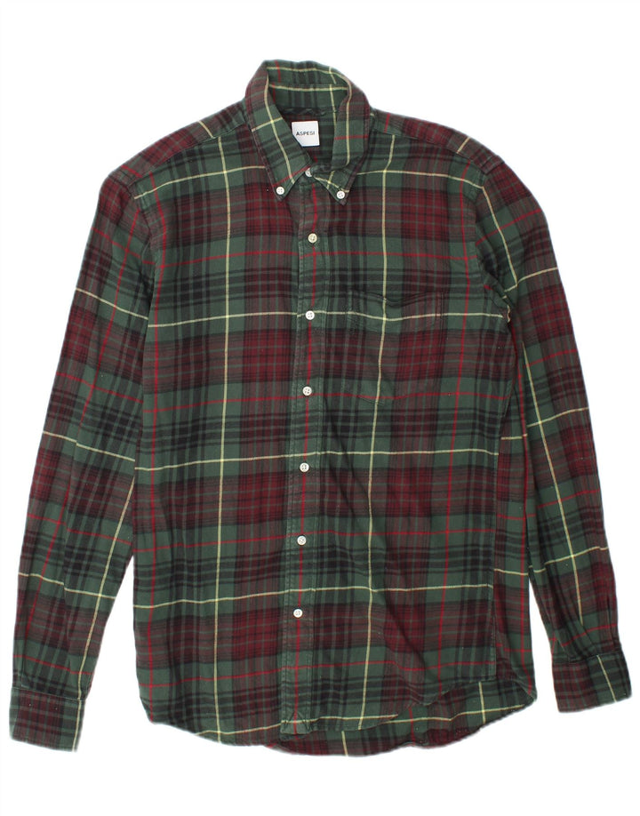 Camasa Barbati Aspesi Flanel Small Green Check Bumbac