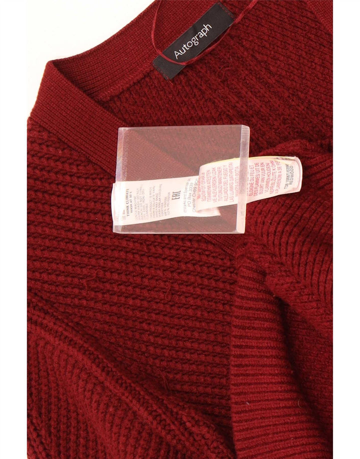 Pulover cardigan cu autograf Marks & Spencer pentru femei UK 12, viscoză roșie medie