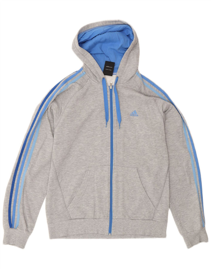 Pulover Adidas pentru bărbați, cu fermoar, bumbac, gri mediu