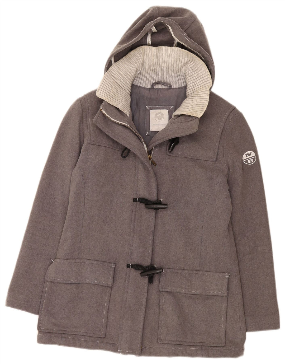 Jachetă duffle cu glugă North Sails pentru femei UK 10, lână gri mică