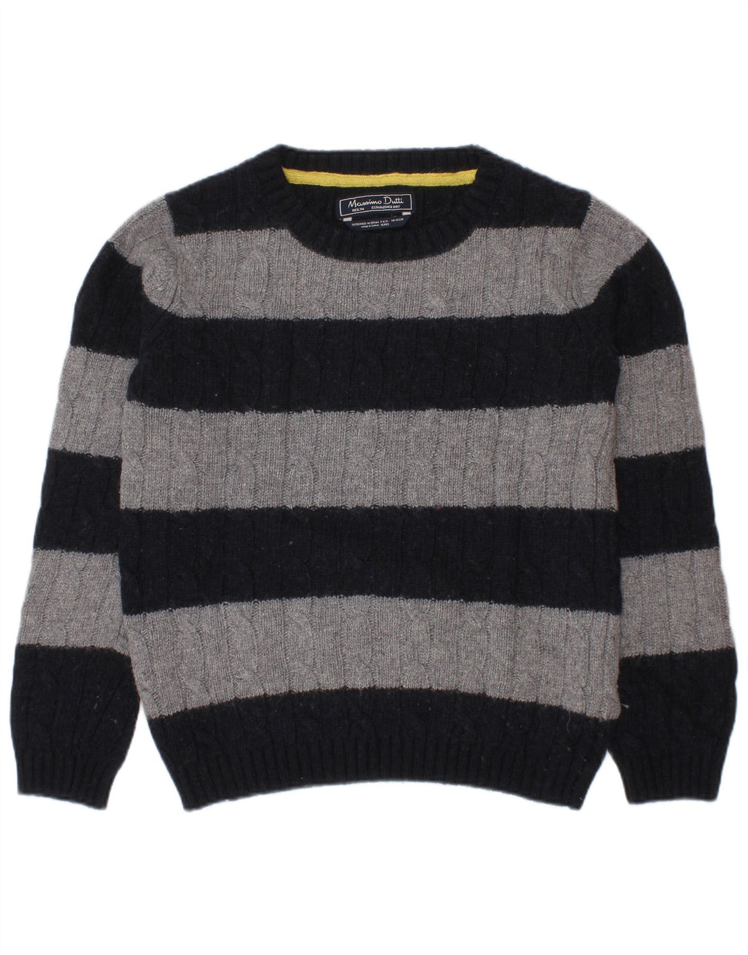 Massimo Dutti Pulover cu decolteu rotund pentru baieti 5-6 ani bleumarin cu dungi