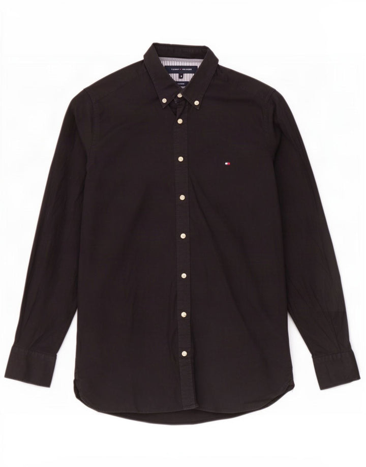 Cămașă stretch pentru bărbați Tommy Hilfiger, bumbac mediu negru