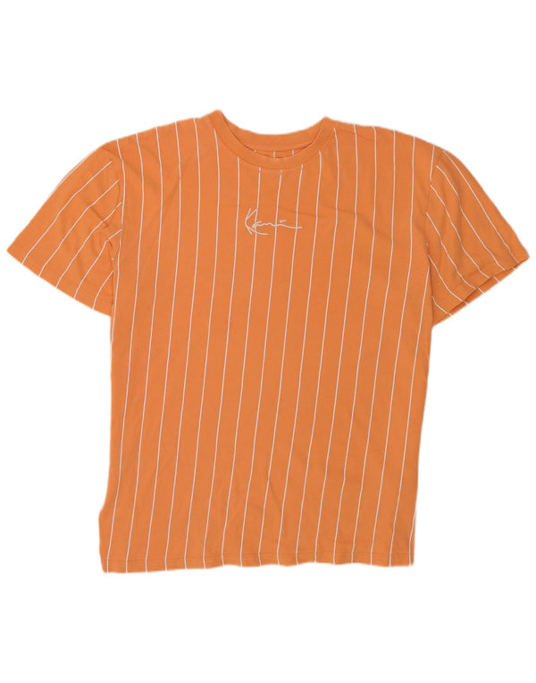 Tricou cu grafic Karl Kani pentru bărbați Top mare din bumbac cu dungi portocalii