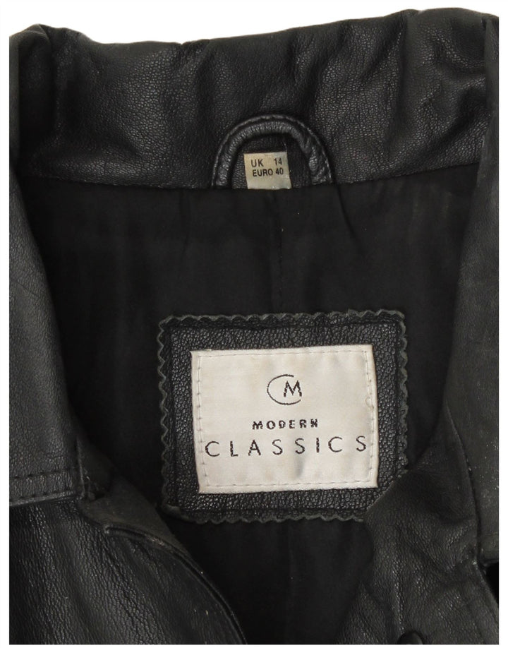 Jachetă de piele pentru femei Modern Classics, cu ajustare largă, UK 14, piele medie neagră