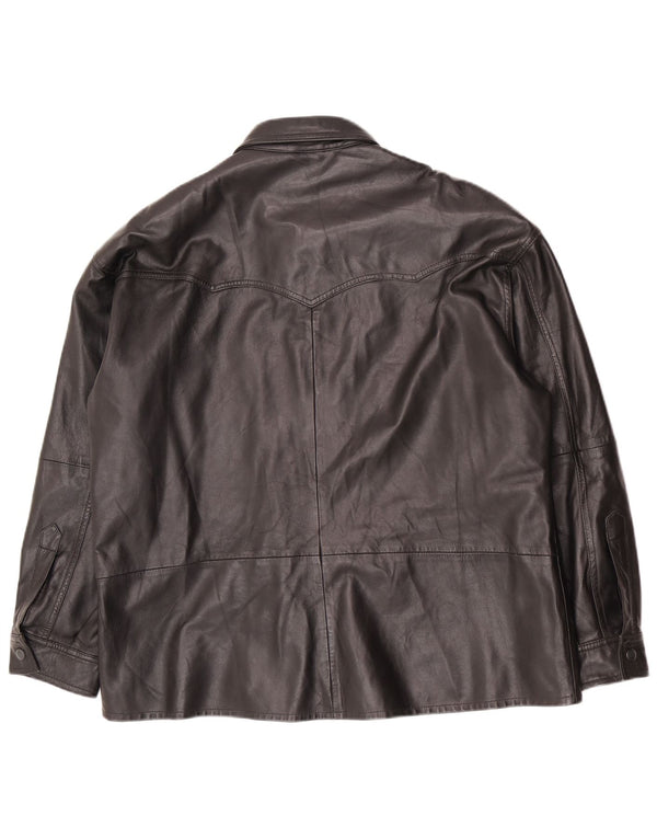 Jachetă de piele vintage pentru femei supradimensionată EU 40 Medium Black