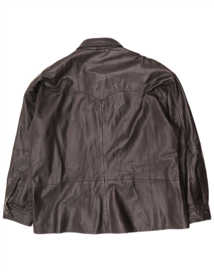 Jachetă de piele vintage pentru femei supradimensionată EU 40 Medium Black