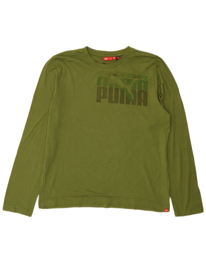 Tricou cu mânecă lungă Puma pentru bărbați, bumbac verde mare