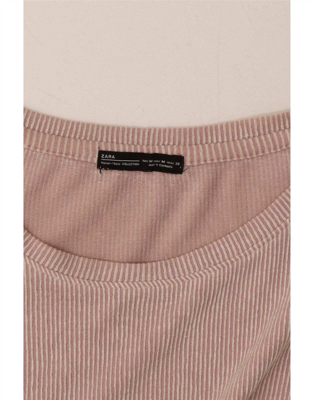 ZARA Womens Oversized T-Shirt Top UK 14 Medium Pink Striped Vintage Zara and Second-Hand Zara from Messina Hembry 