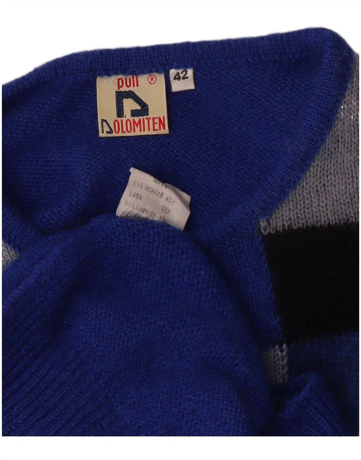Pulover pentru femei Dolomiten cu gât de barcă IT 42 Medium Blue Check Mohair