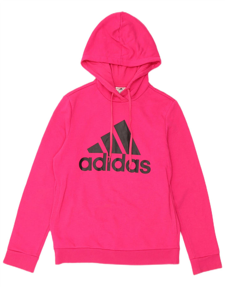 Pulover ADIDAS pentru femei cu capota cu grafică UK 8/10, bumbac mic, roz