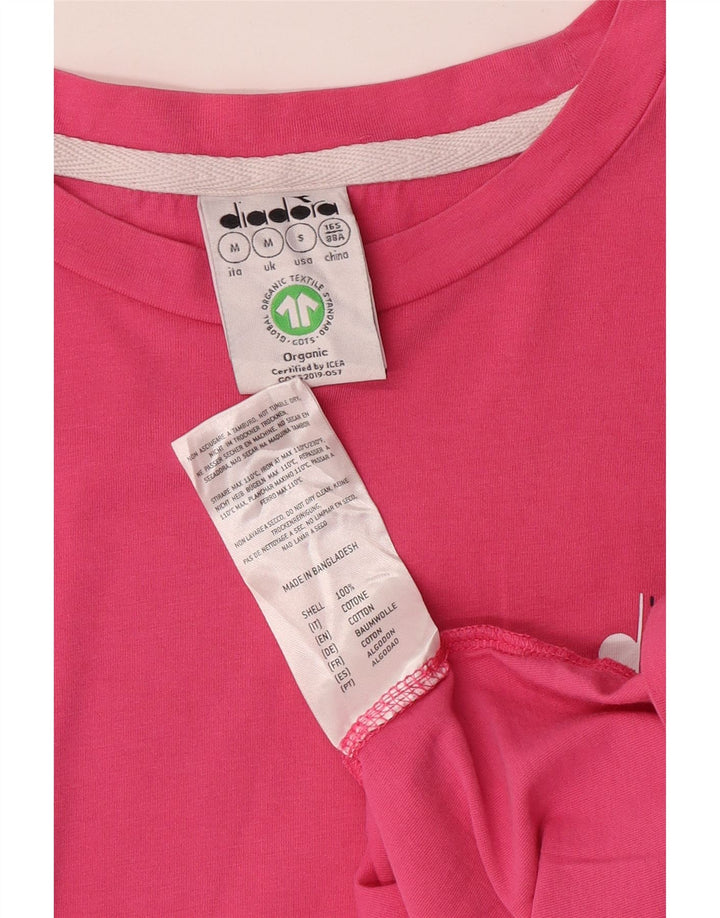 DIADORA Tricou Femei Top UK 14 Medium Pink Striped Bumbac