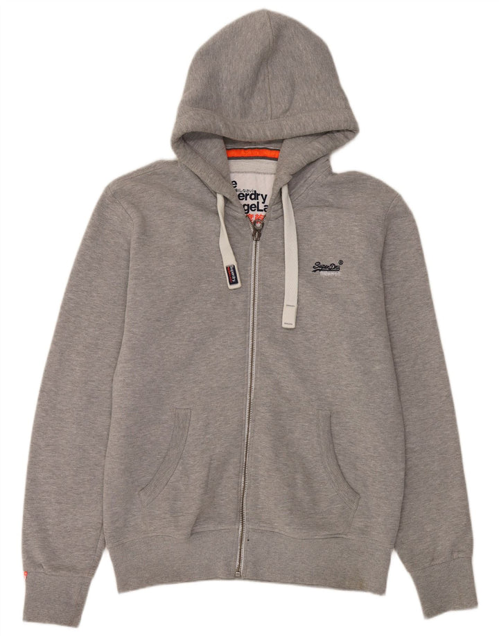 Pulover Superdry pentru bărbați, cu fermoar, bumbac mare, pete gri