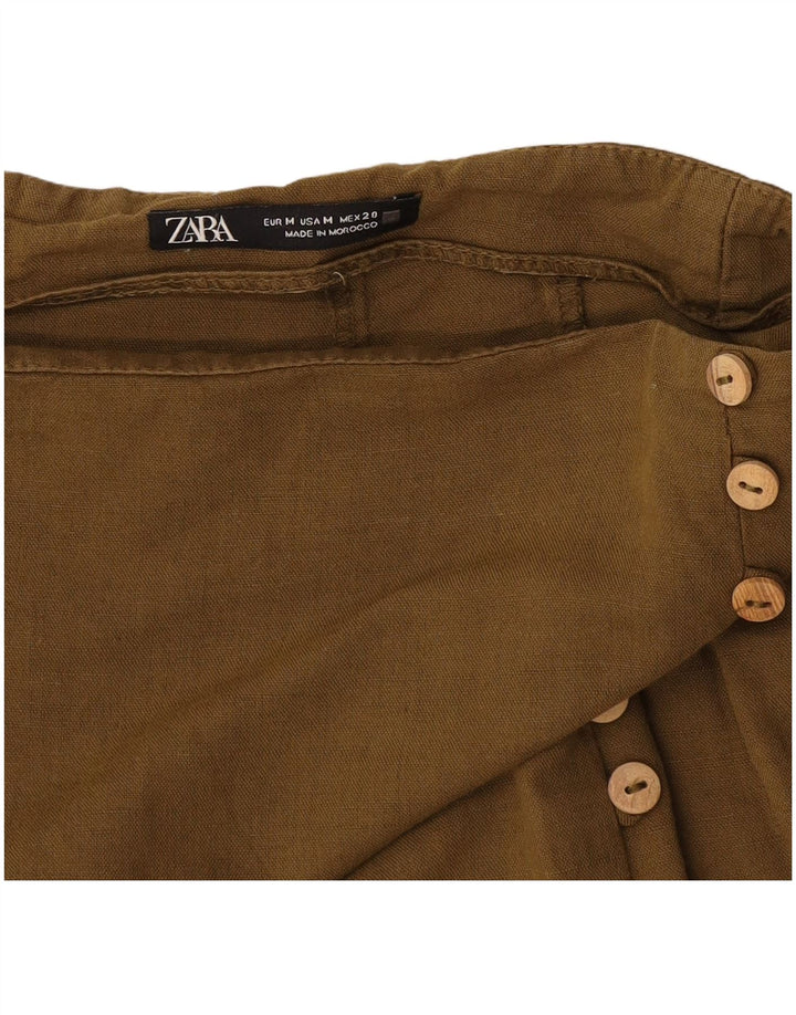 Fusta Midi cu talie înaltă pentru femei Zara Medium W28 Khaki