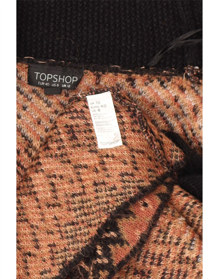Pulover cardigan deschis supradimensionat pentru femei Topshop UK 12 maro mediu geometric