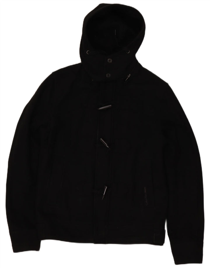 CALVIN KLEIN JEANS Bomber cu glugă pentru bărbați UK 38 Lână neagră medie