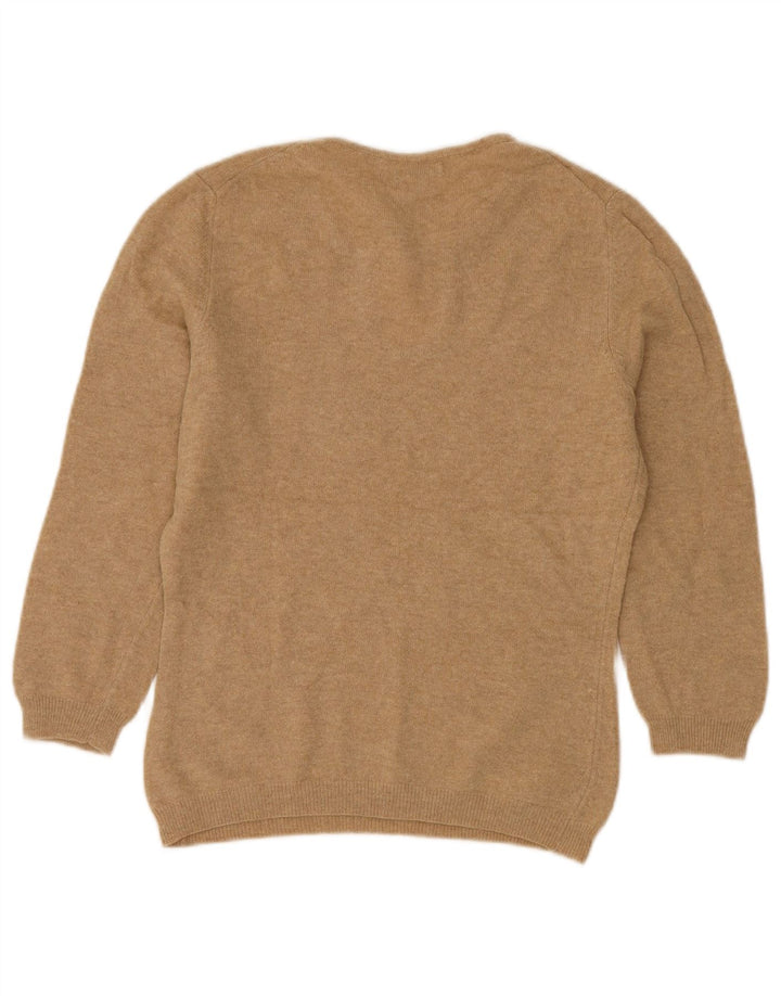 Pulover pentru damă BENETTON cu gât de barcă UK 12 Medium Bej Lână nouă