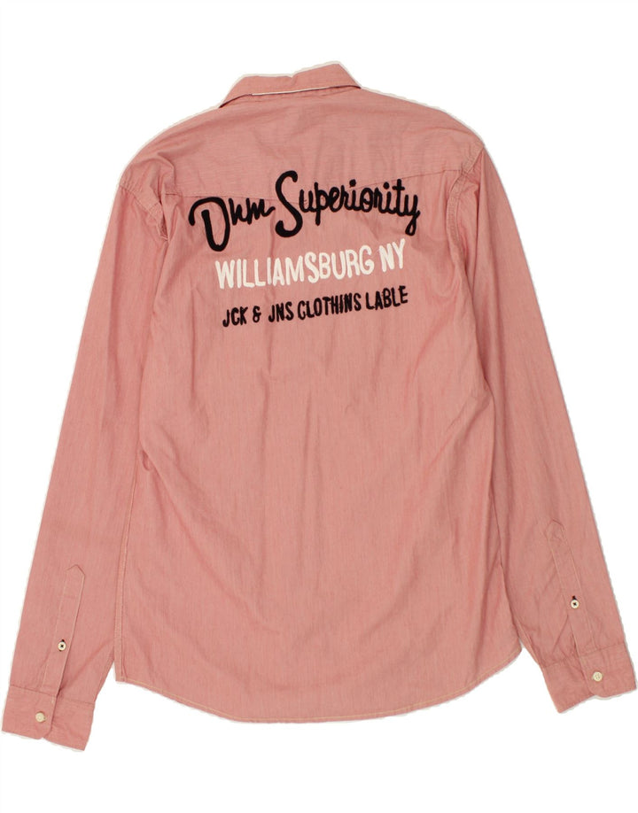 JACK & JONES Mens Graphic Shirt XL Pink Cotton Vintage Jack & Jones and Second-Hand Jack & Jones from Messina Hembry 