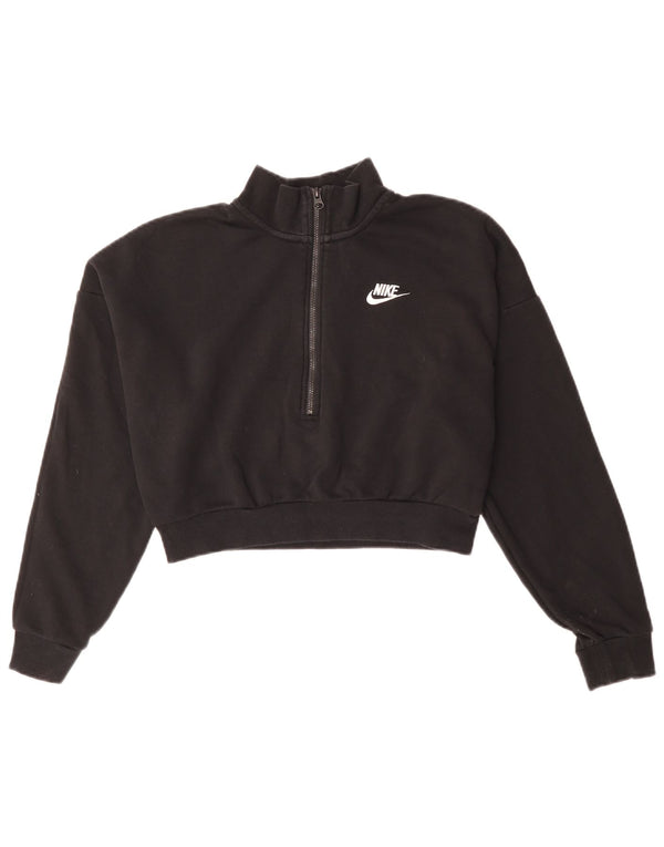 Pulover Nike pentru femei, supradimensionat, cu fermoar și gât, UK 10 Mic Negru