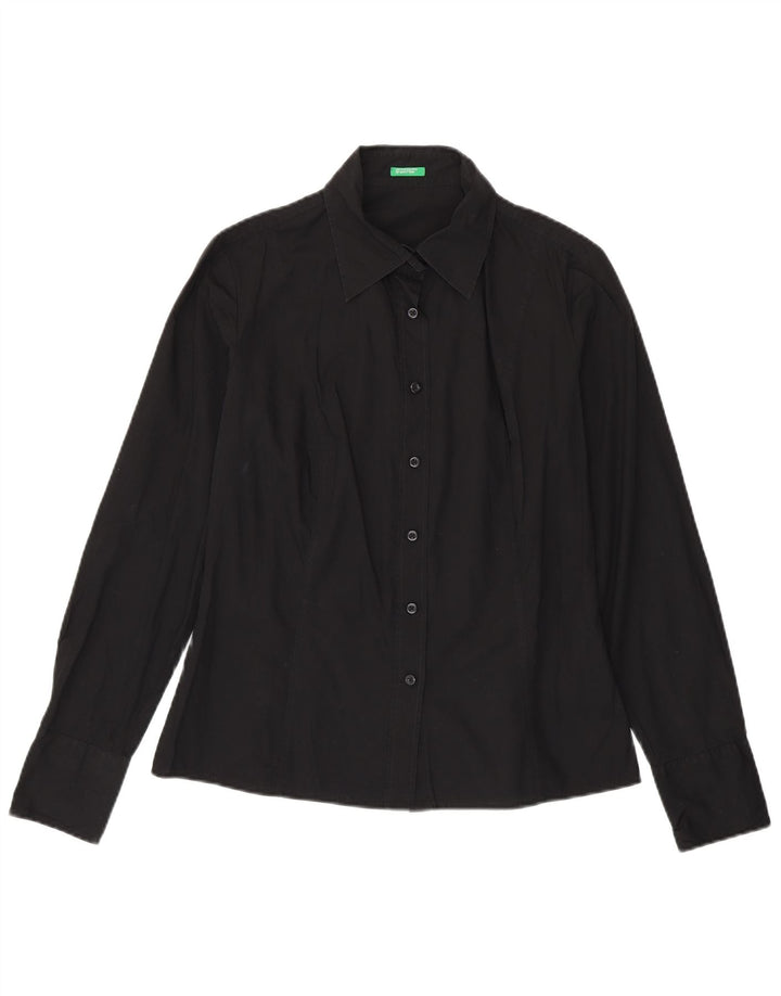 Cămașă Benetton pentru femei UK 16, mare, negru, bumbac