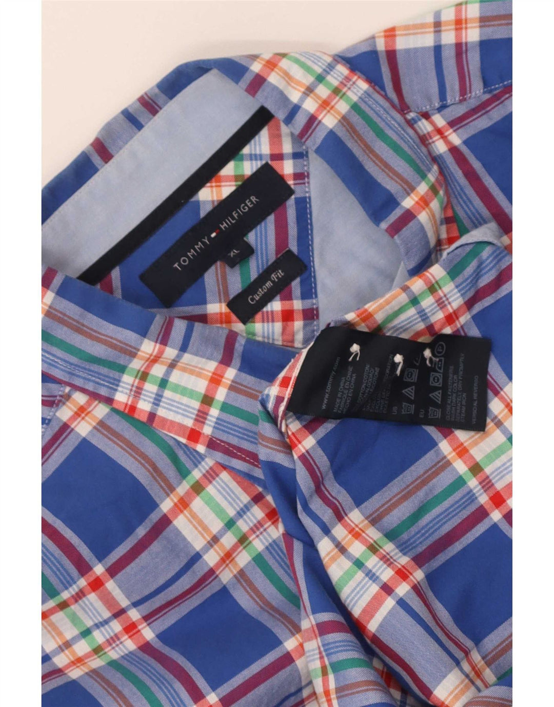 Cămașă personalizată pentru bărbați Tommy Hilfiger, XL, bumbac cu carouri albastre