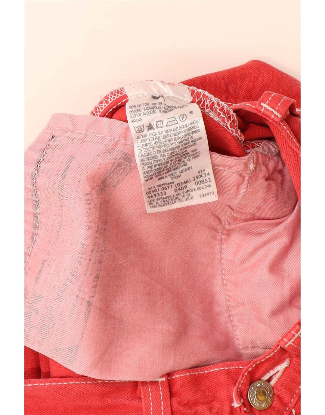 Blugi drepti 501 pentru femei Levi's W29 L32 bumbac roșu