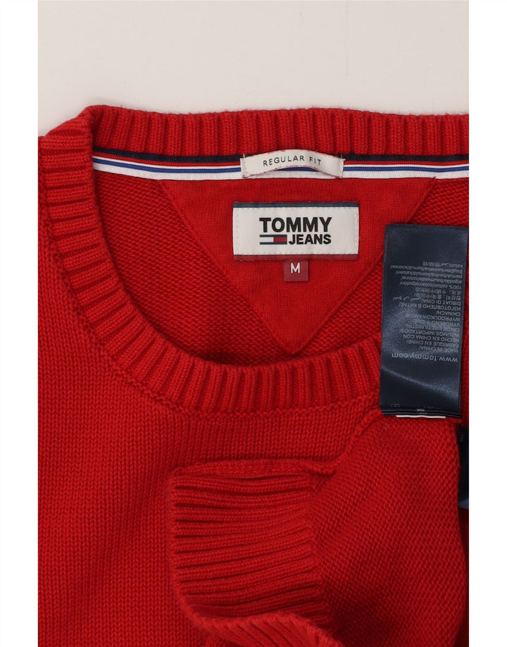 Pulover TOMMY HILFIGER pentru bărbați, cu formă regulată, cu gât roșu, bumbac mediu roșu