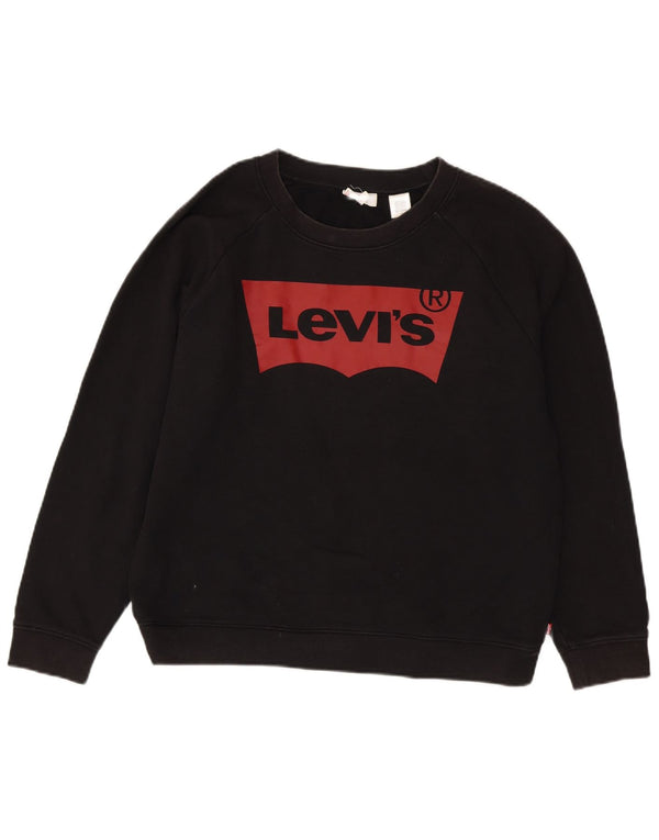 Levi's Pulover cu grafic pentru femei UK 16, mare, negru, bumbac