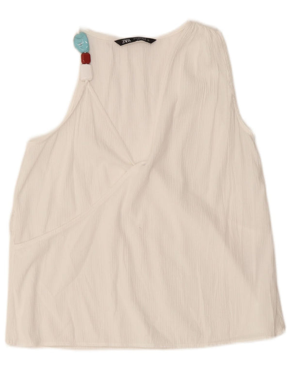 Bluză fără mâneci pentru femei Zara UK 10 Small White Viscose