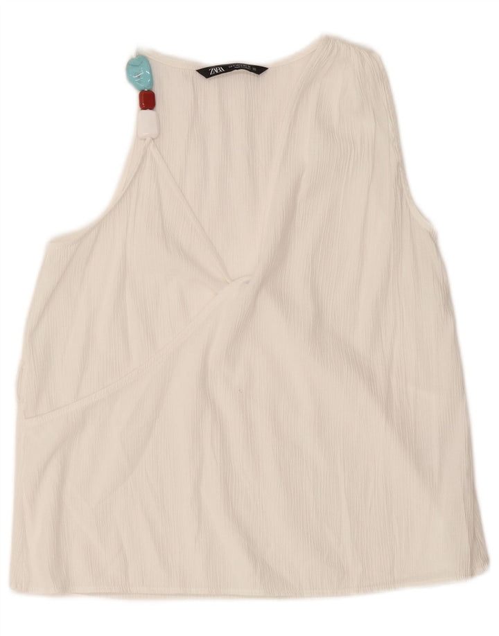 Bluză fără mâneci pentru femei Zara UK 10 Small White Viscose