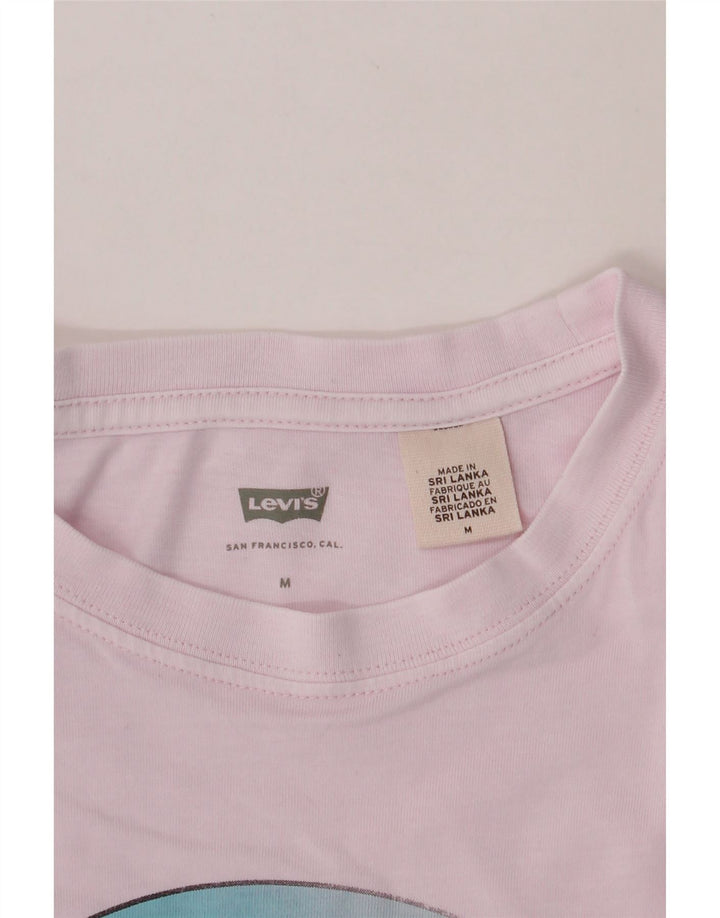 LEVI'S Womens Crop Graphic T-Shirt Top UK 14 Medium Pink Vintage Levi's and Second-Hand Levi's from Messina Hembry 