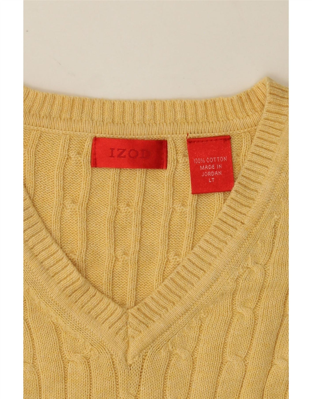 IZOD Mens V-Neck Jumper Sweater Large Yellow Cotton Vintage Izod and Second-Hand Izod from Messina Hembry 