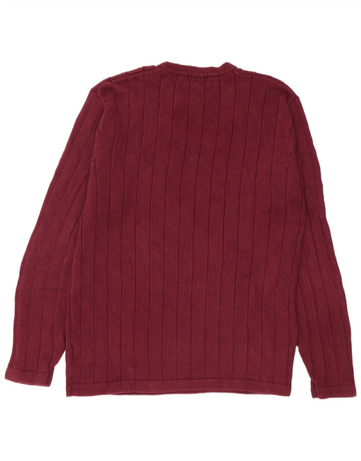 Pulover pentru bărbați înalt cu gât crew Eddie Bauer, bumbac burgundă mediu