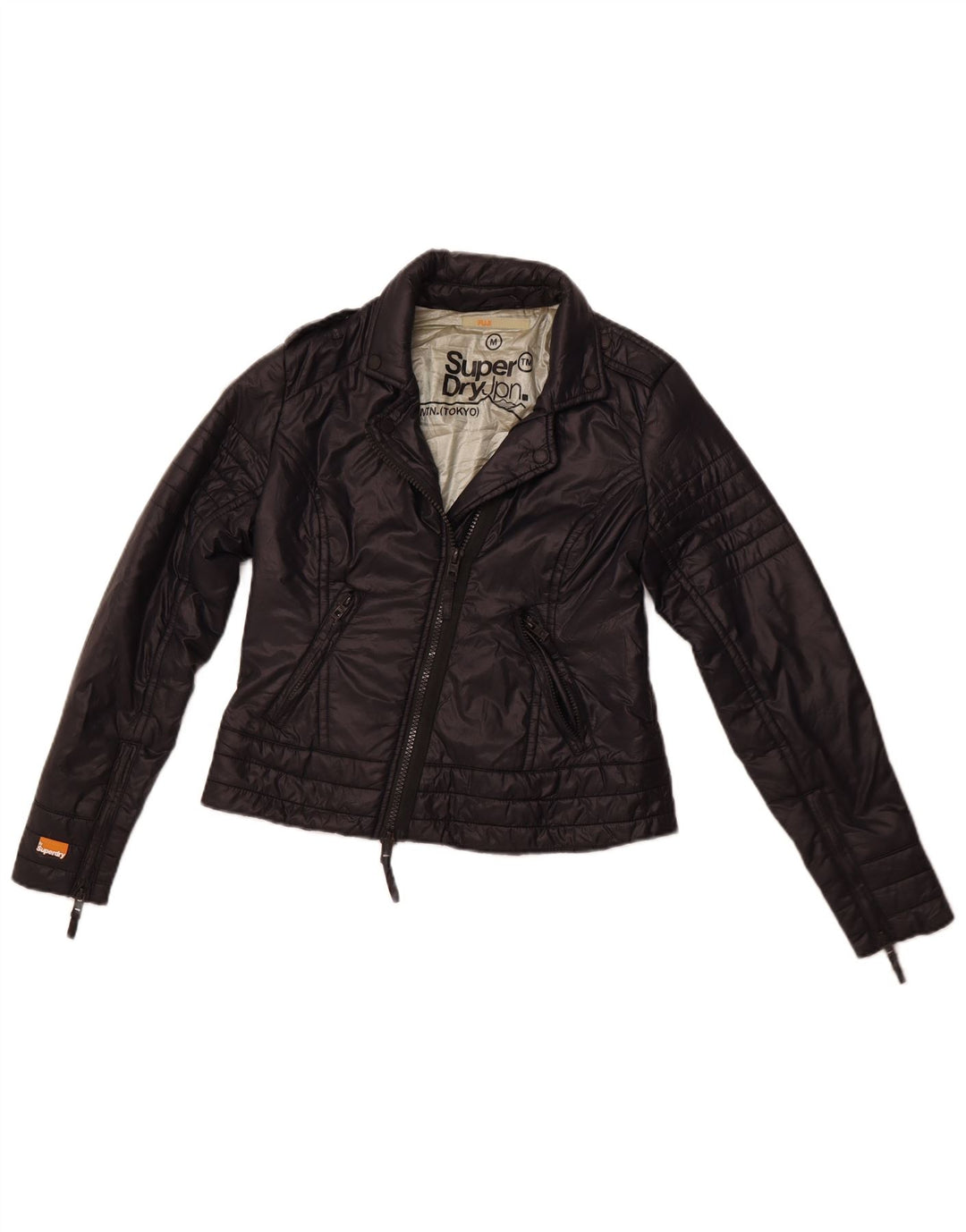 SUPERDRY Jachetă Crop Windbreaker pentru femei UK 12 Medium Black Nylon