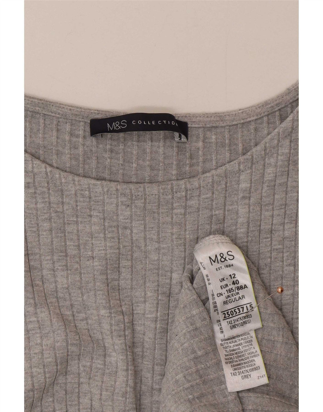 Rochie bodycon fără mâneci pentru femei Marks & Spencer UK 12 Medium Gri Viscose