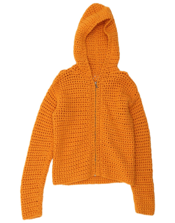 Pulover cardigan cu glugă vintage pentru femei UK 12 portocaliu mediu