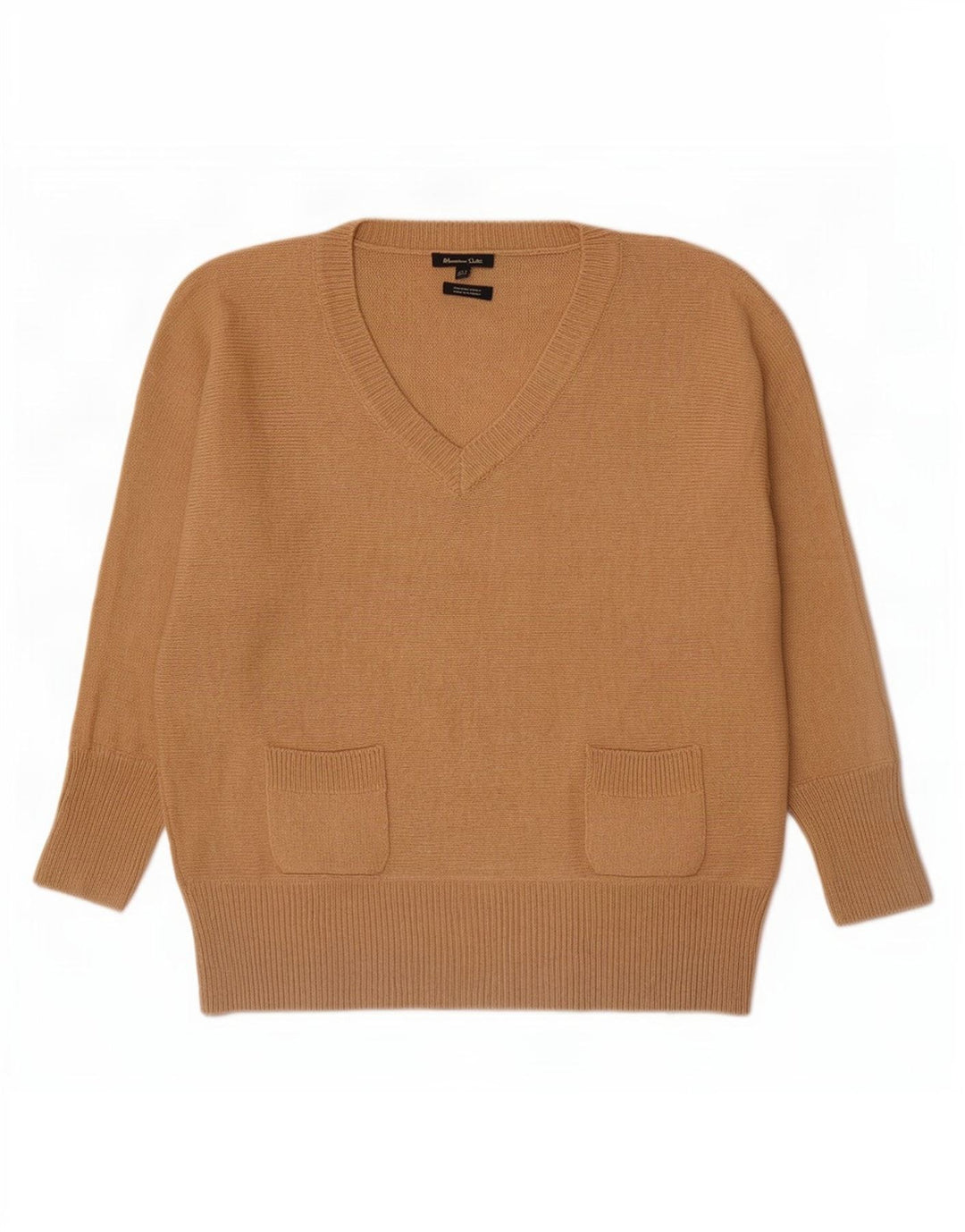 Pulover cu decolteu în V Massimo Dutti pentru femei UK 14 Lână mediu bej