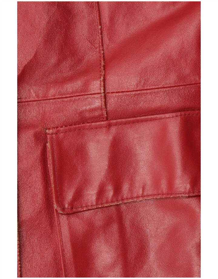 Palton din piele vintage pentru femei UK 18 XL din piele roșie