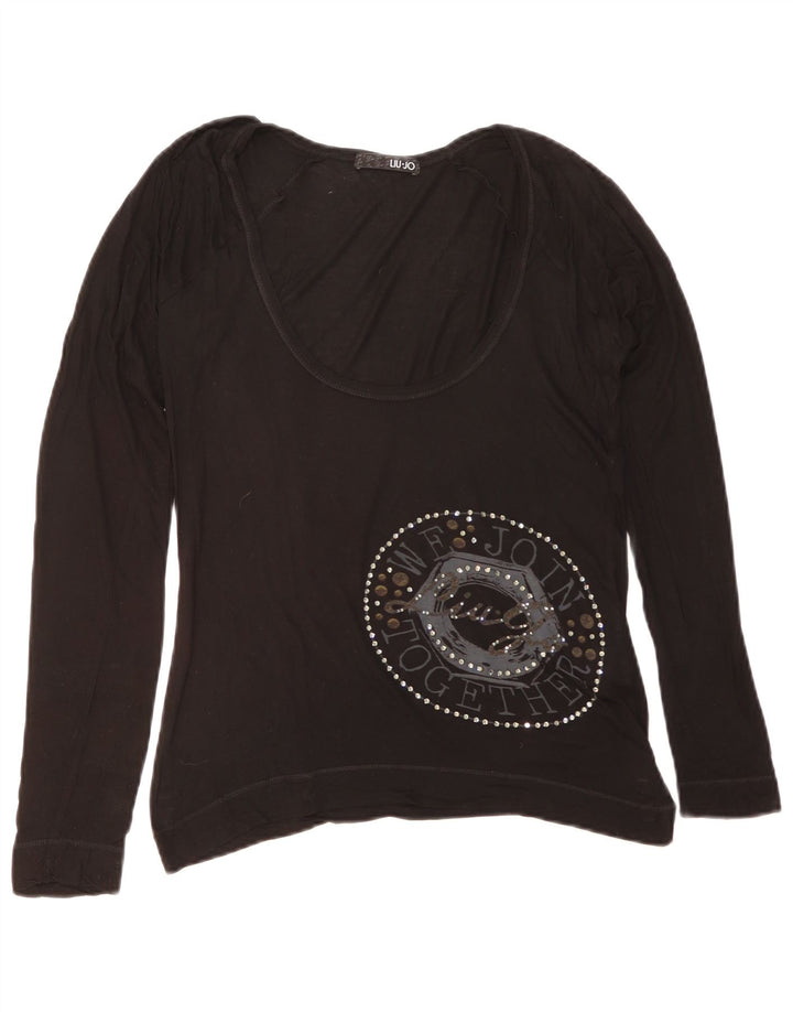 Top grafic pentru femei Liu Jo cu mânecă lungă IT 44 Medium Black Viscose