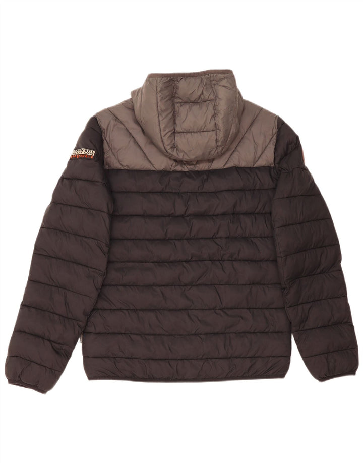 Jachetă căptușită cu glugă Napapijri pentru bărbați UK 38 Medium Black Colorblock