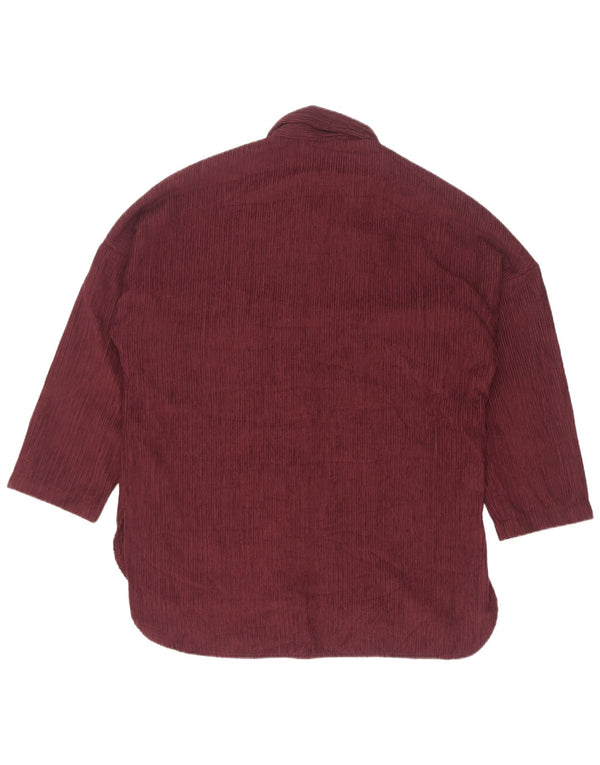 Cămașă supradimensionată din velur cu mâneci 3/4 pentru femei Zara UK 10 Mic Bordeaux