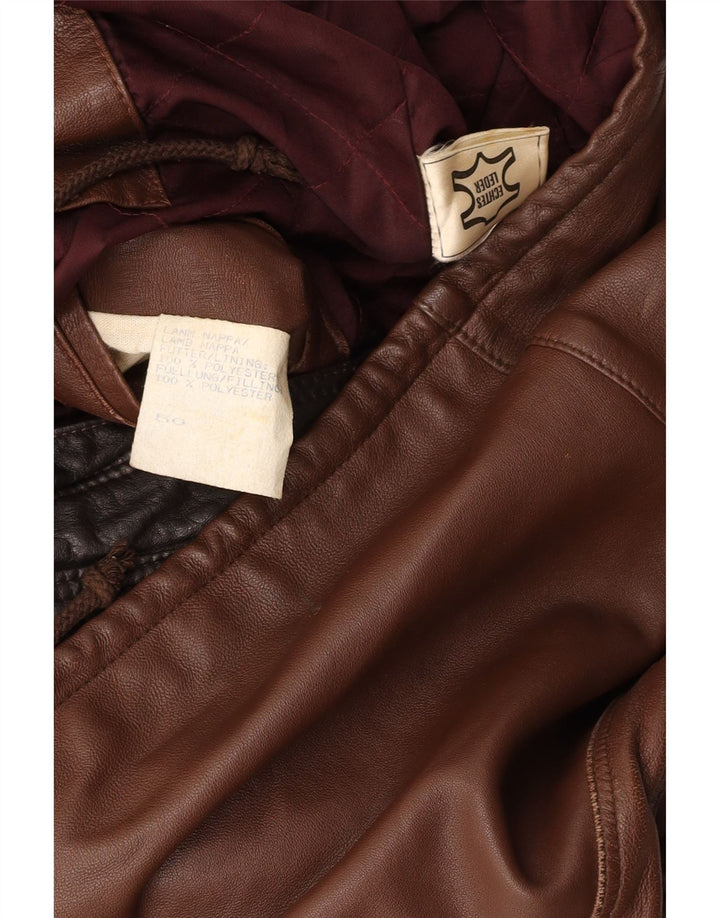 Jachetă de piele pentru bărbați VINTAGE IT 50 din piele maro mare