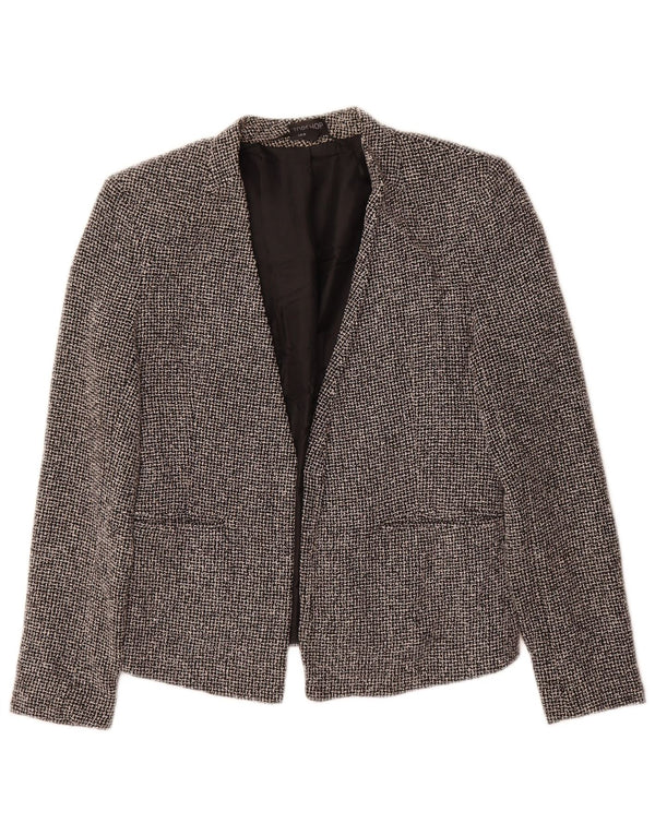 Topshop Jachetă Blazer deschisă pentru femei UK 10 Small Black Check Bumbac