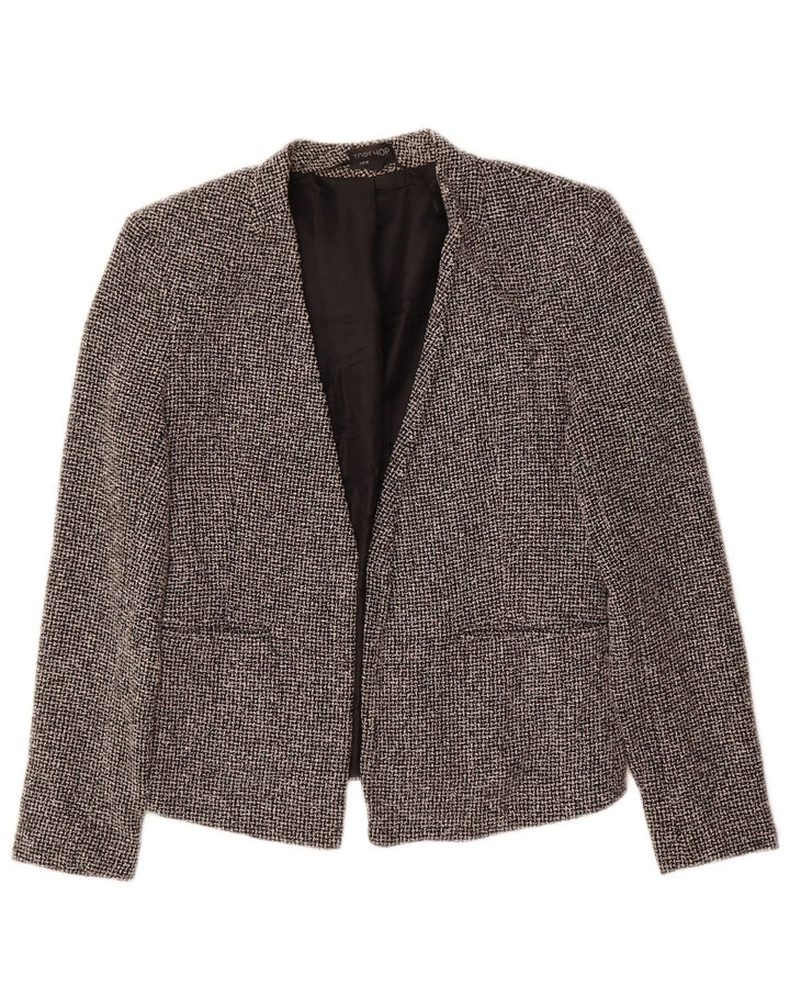 Topshop Jachetă Blazer deschisă pentru femei UK 10 Small Black Check Bumbac